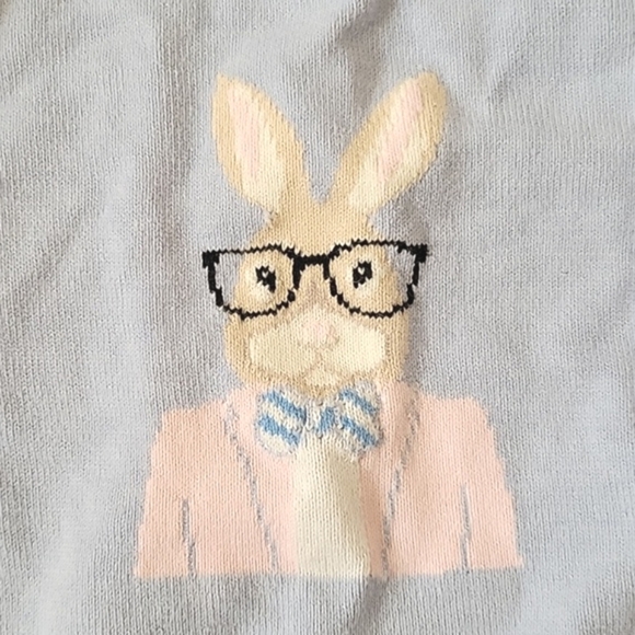 Janie and Jack Boys Blue Bunny Cotton Sweater - Size 5 - Picture 2 of 7